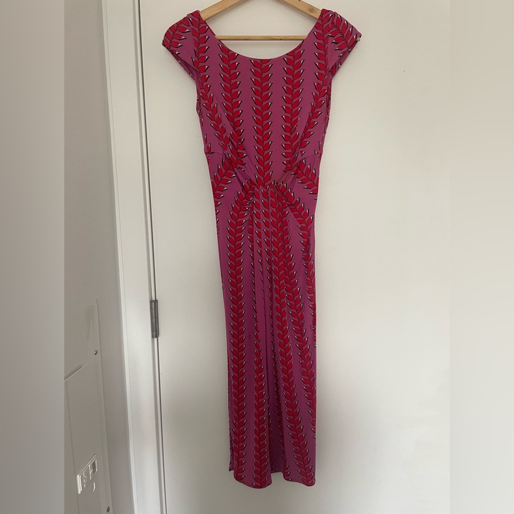 Issa London Pink and Red Midi Dress